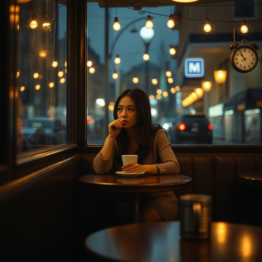 Midnight Solace in a Quiet Nightcafe
