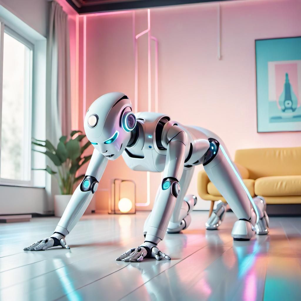 Android Robot in Downward Dog Yoga Pose