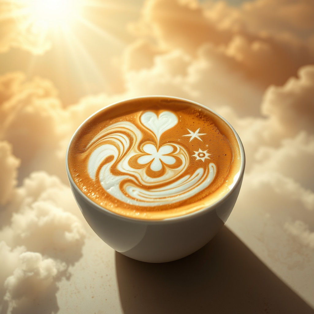 Celestial Latte Art in Hyperrealistic Digital Painting
