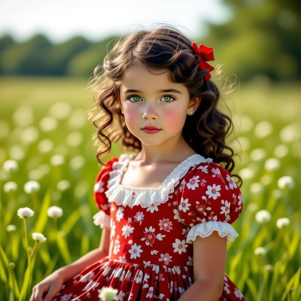Scarlett O'Hara in a Lush Green Meadow