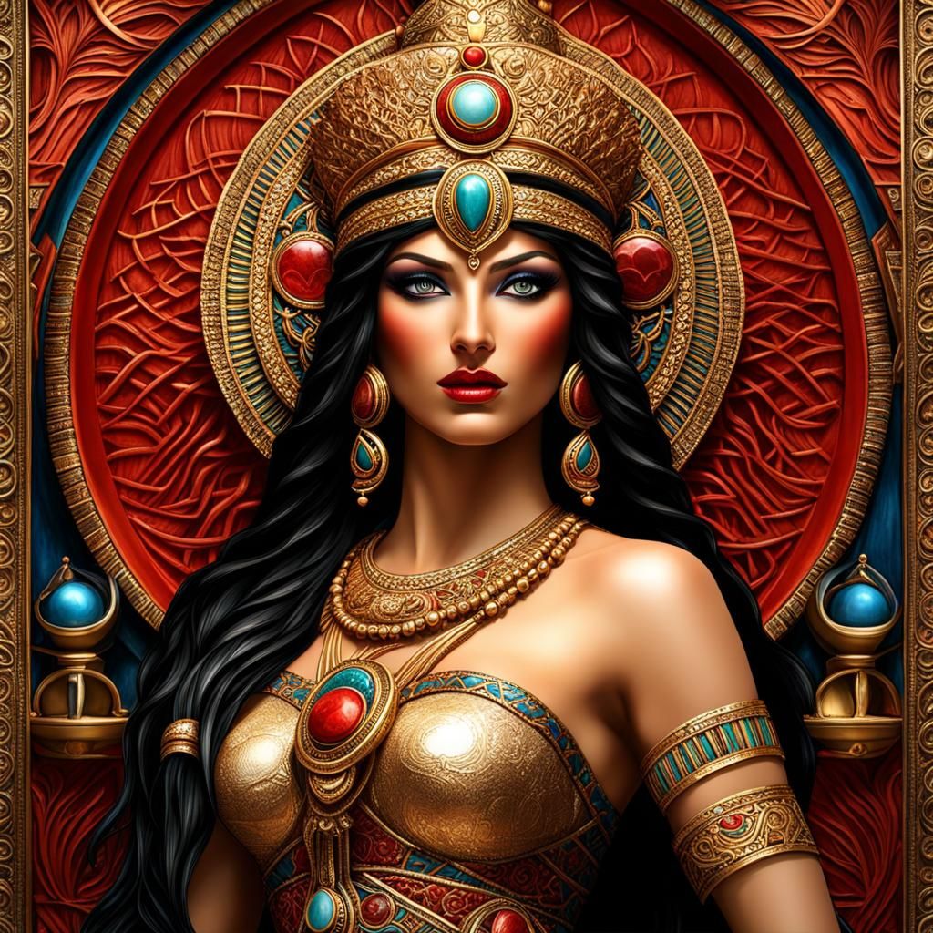 Ishtar, "𒀭𒊩𒌆" the Mesopotamian goddess of love, beauty, and sensuality.