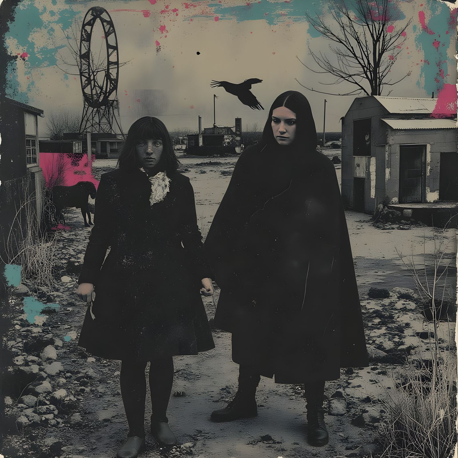 Dystopian Carnival Walkway in Cyberpunk Post-Apocalyptic Sty...