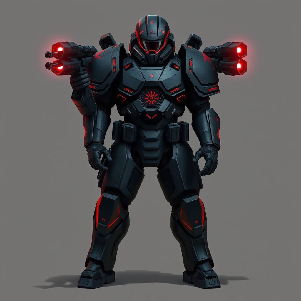 Cybernetic Shock Trooper in Dark, Gritty Armor