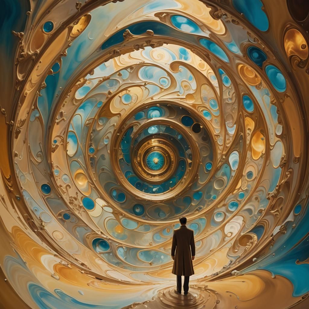 Surreal Figure in Ethereal Vortex, Dali Inspired