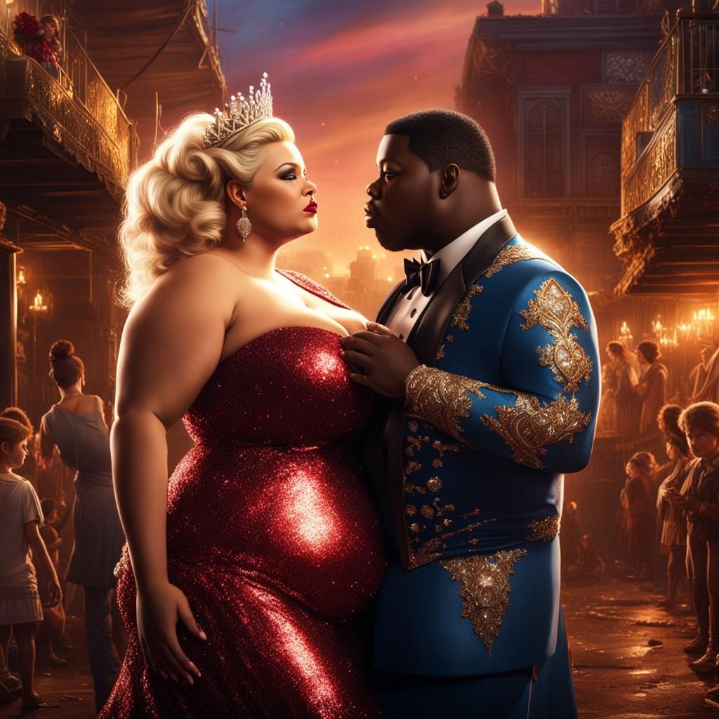 BBW Beauty Queen in Slums: Detailed Digital Art