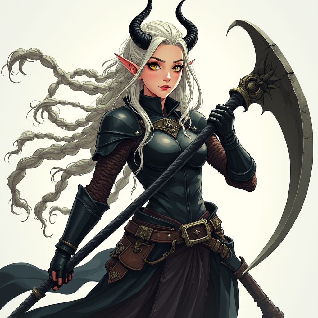 Surreal Anime Goddess Wields Majestic Scythe