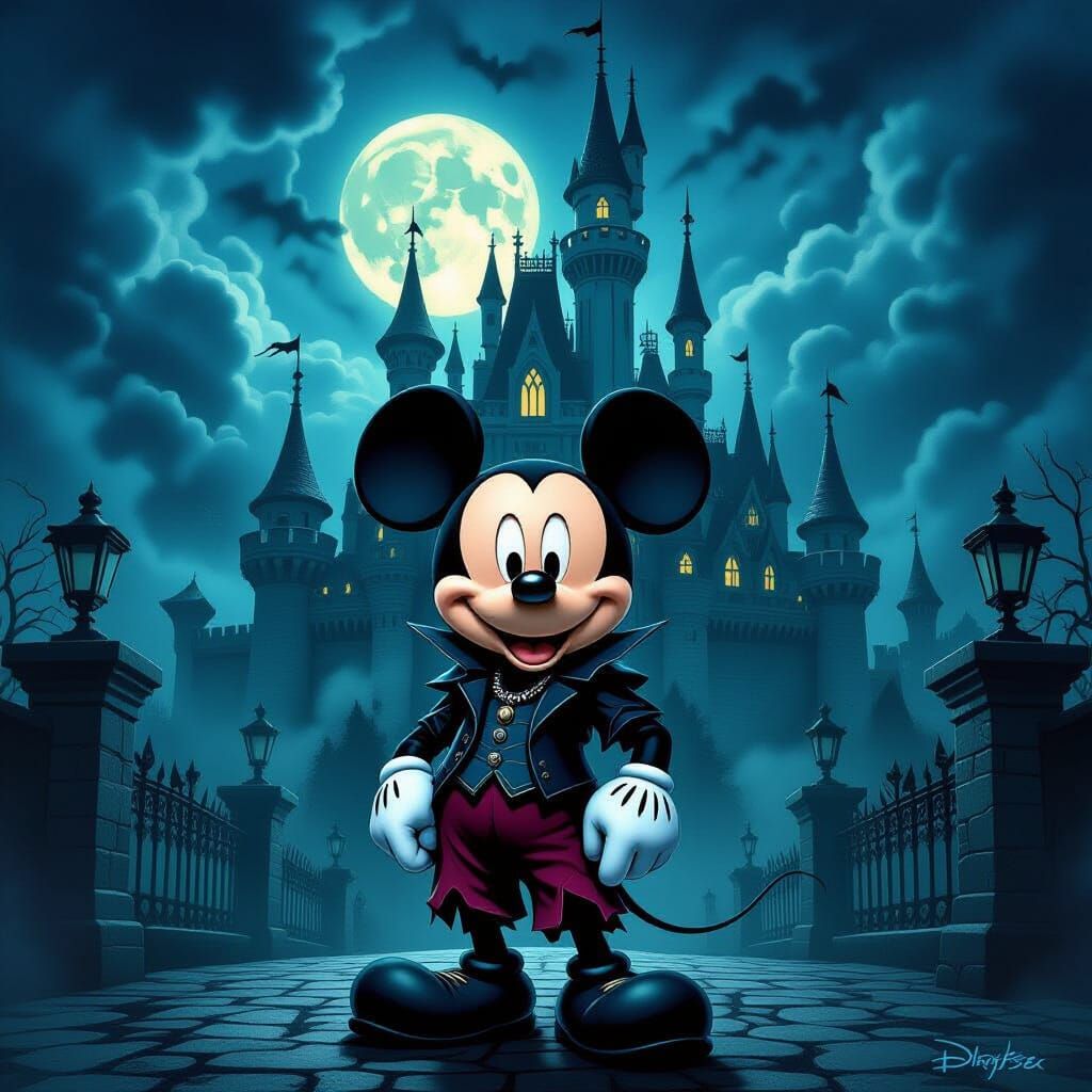 Mickey Mouse in Gothic Castle Digital Painting