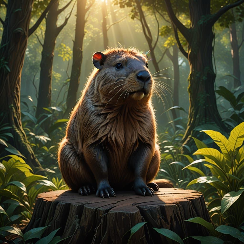 Hyper-Realistic Jungle Fantasy in Warm, Golden Light
