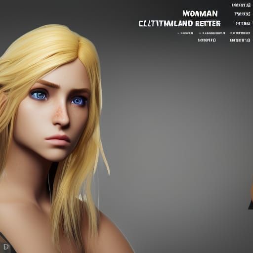 Blonde Woman with Hazel Eyes in 3D