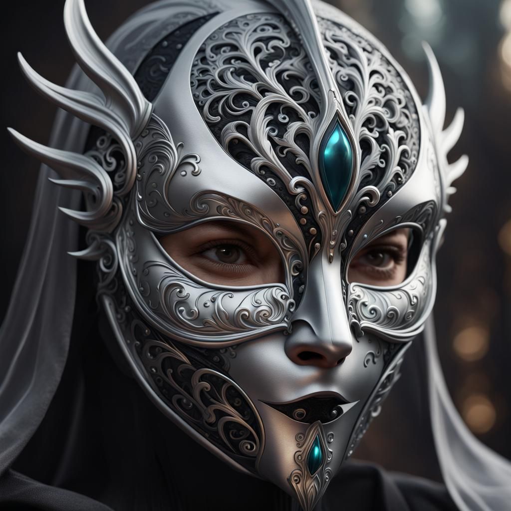 Intricate Black and Silver Faceless Mask