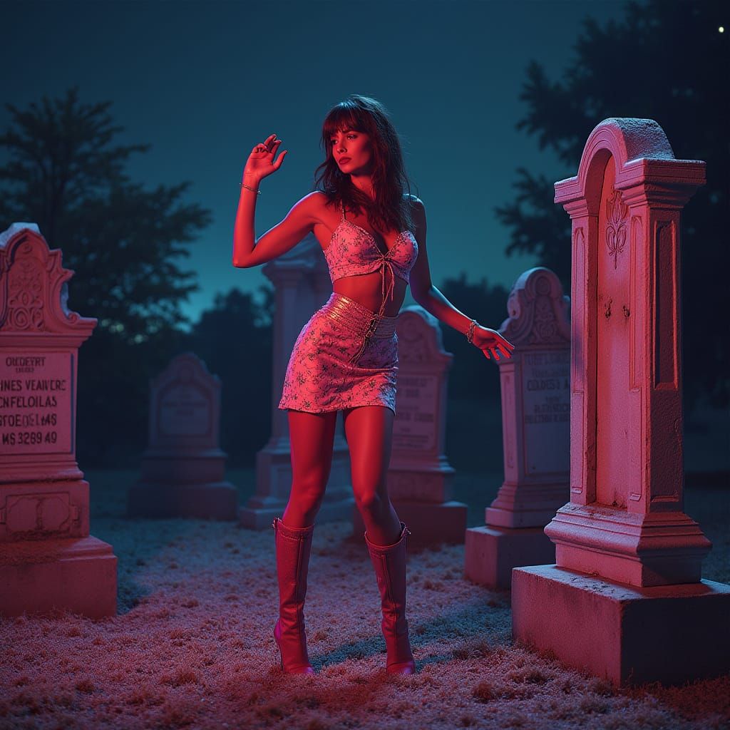Dancing in a Graveyard with Retro-Futuristic Style