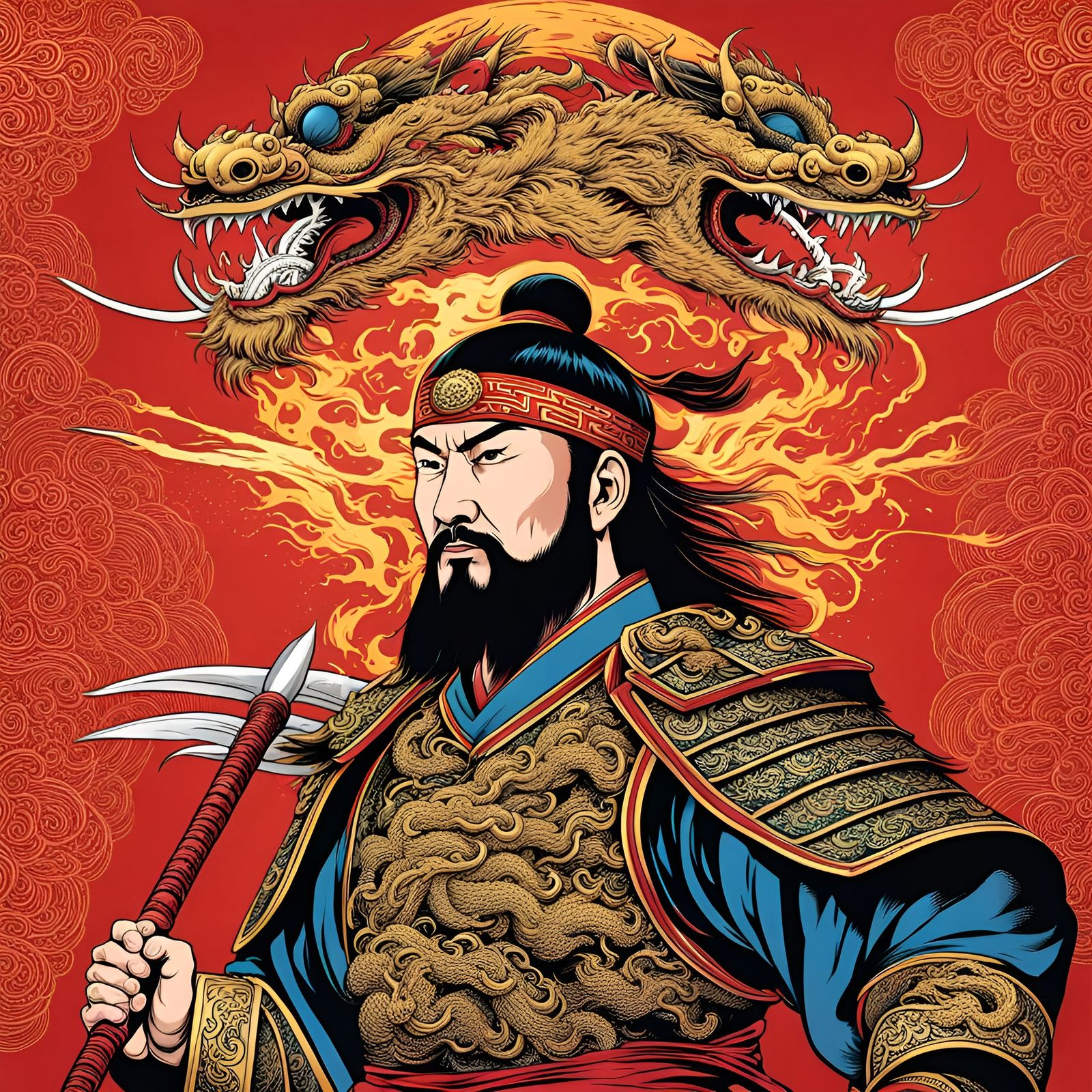 Chinese Warrior with Dragon