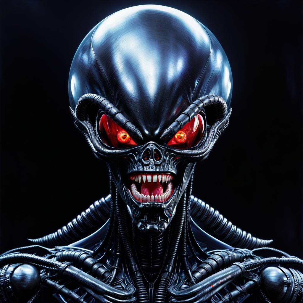 Terror Unleashed: The Sinister Extraterrestrial Morgaleth with the Crimson Glare