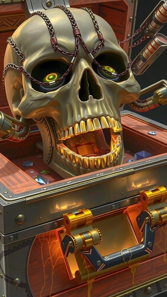 Ornate Skull Booby Trap on Treasure Chest
