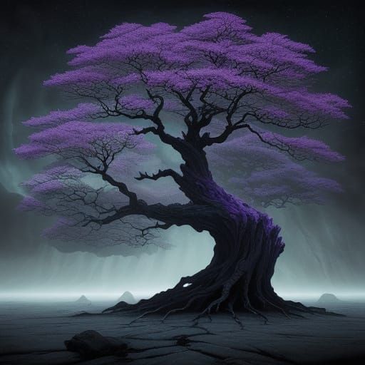 Surreal Cosmic Tree in Nebula
