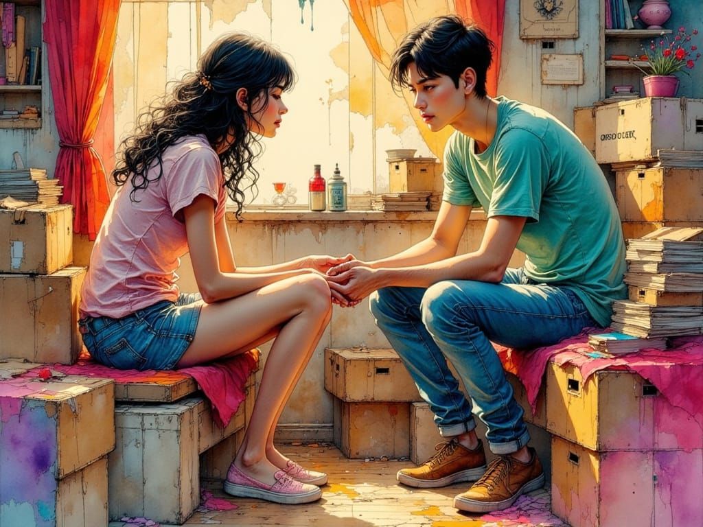 Heartfelt Goodbye in Vibrant Ink Style