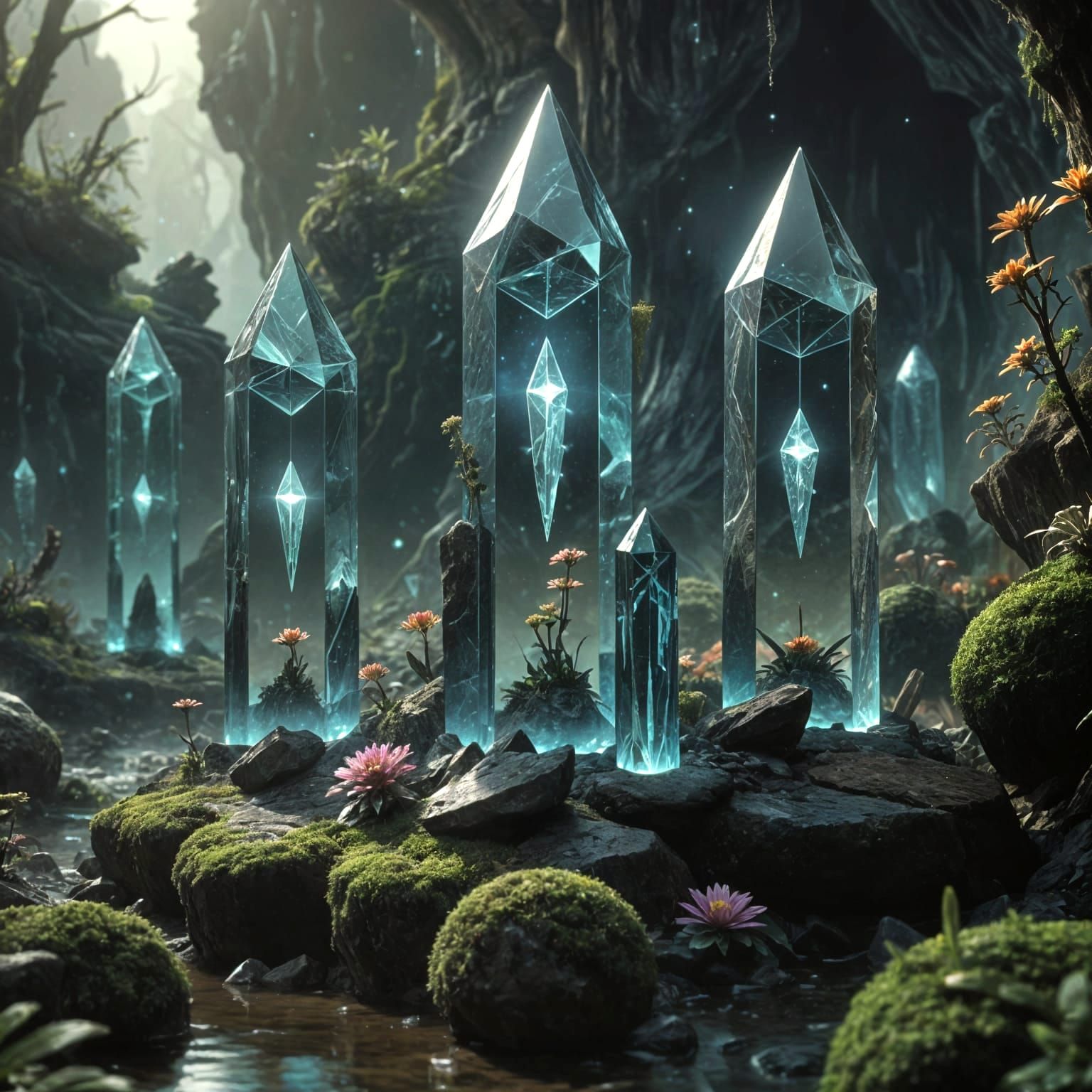 Crystal Nexus: A Vibrant, Hyperrealistic Uninhabited Planet