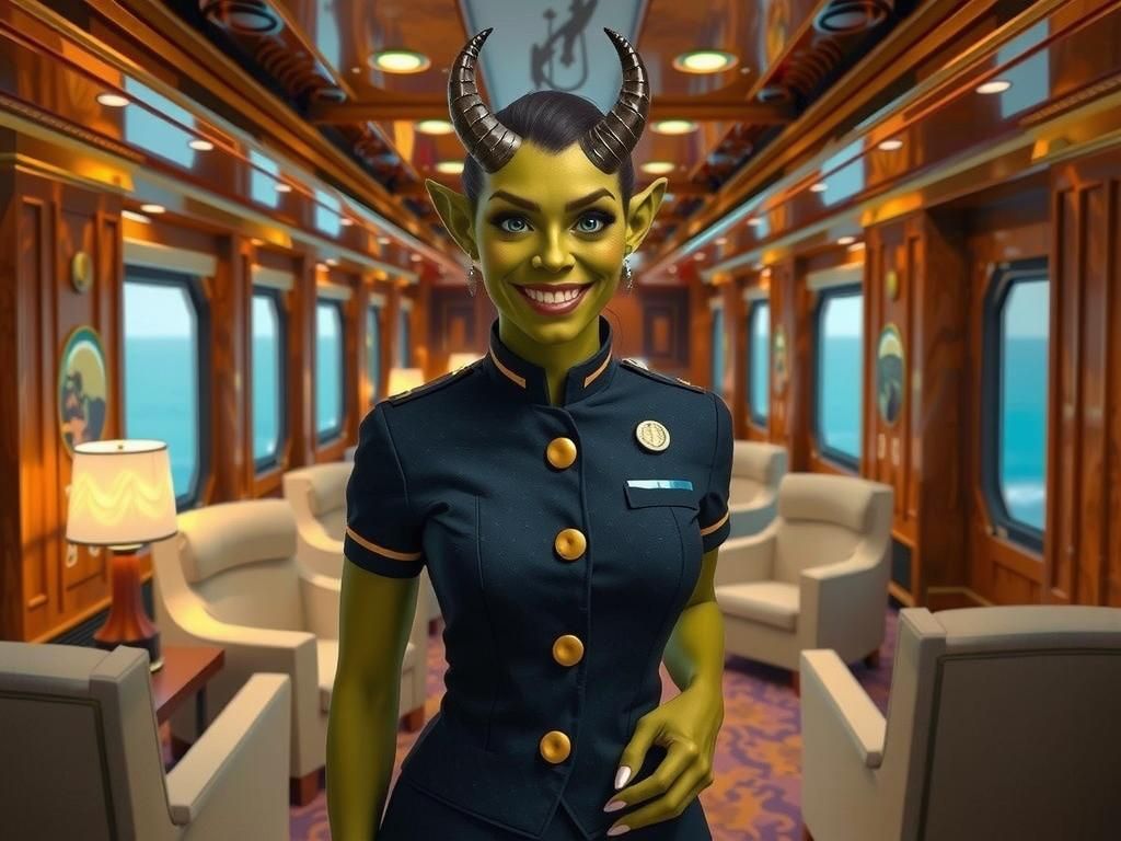 Orc Stewardess on Cruise Liner, in Realist Style