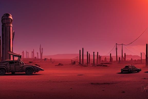 Desolate Wasteland Desert Town in Cinematic Style