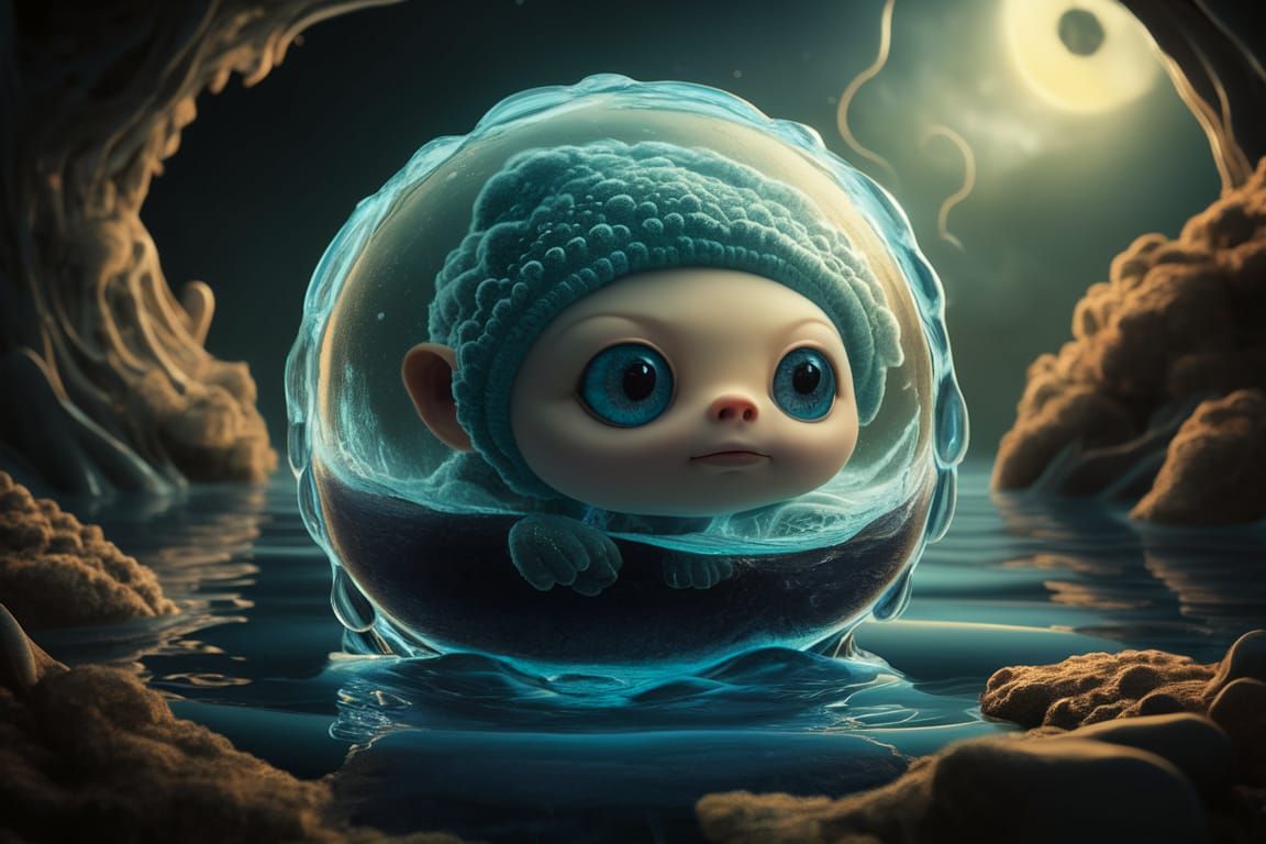 Plush Protozoa in Magmatic Ocean: CGI Fantasy Art