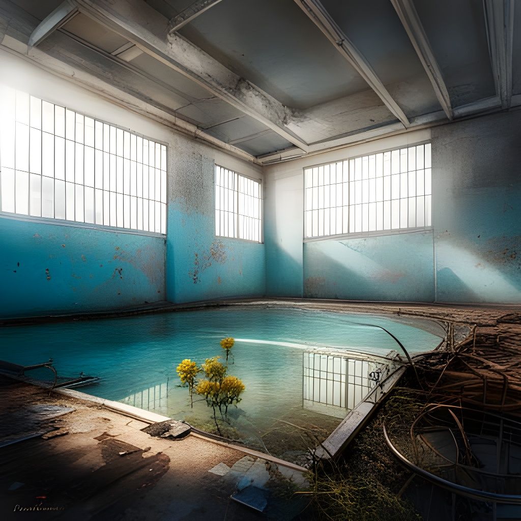 Post-Apocalyptic Abandoned Pool with Dandelions