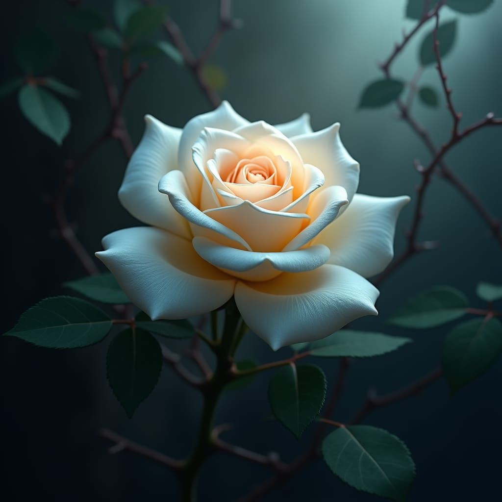 White Rose Emerges from Darkness: a Fantasy Concept