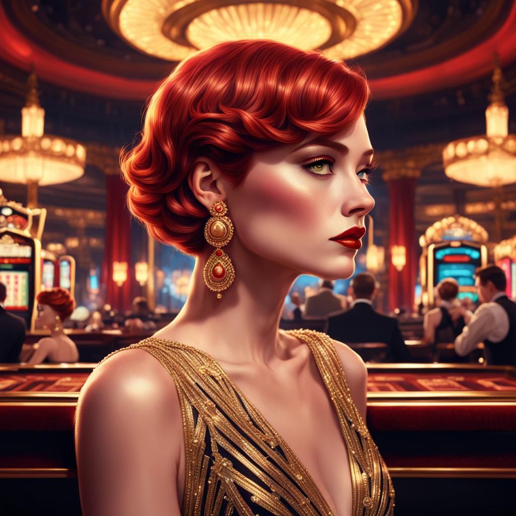 Art Deco Casino Lady in Disney•Pixar Style