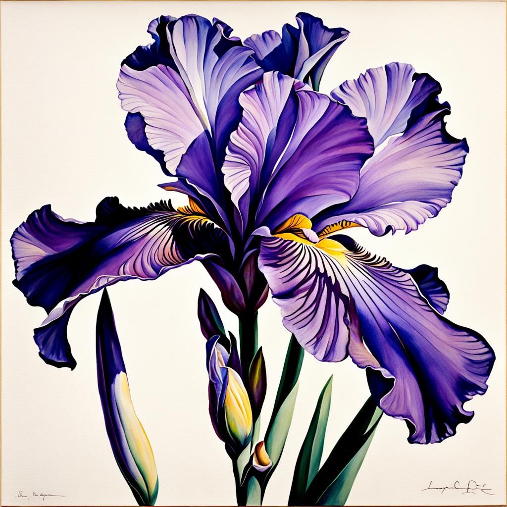Lavender Iris in O'Keeffe Style