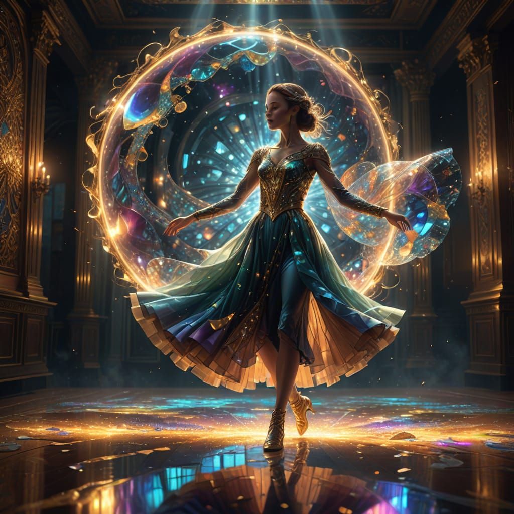 Dancer Fractured into Shimmering Reflections: Surreal Fantas...