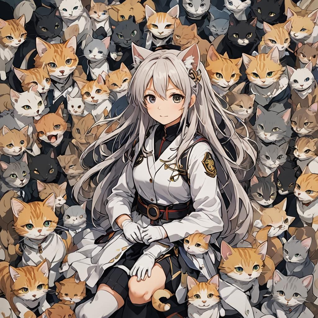 Anime Style Cat Illustration