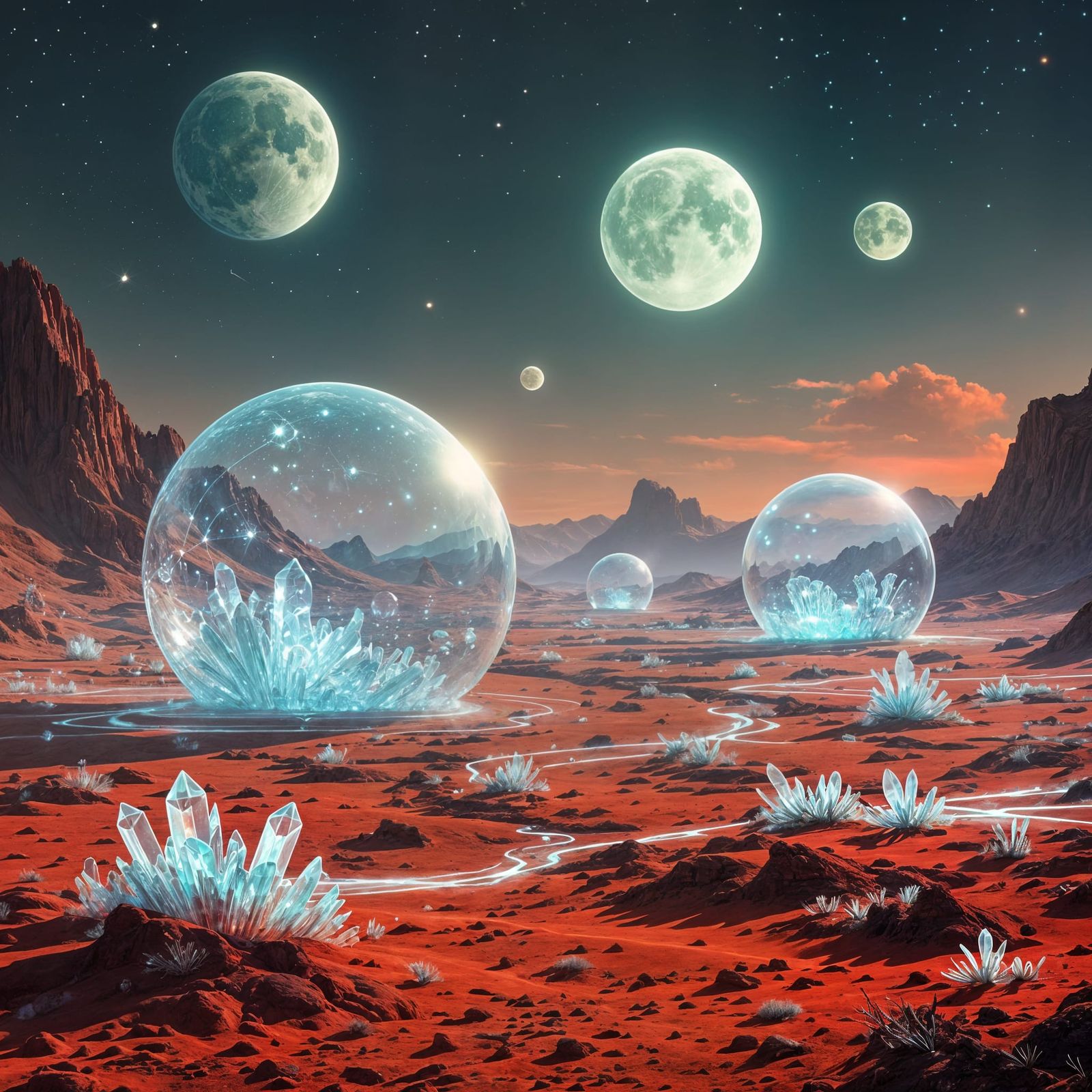 Surreal Alien Planet with Luminous Bubble Creatures
