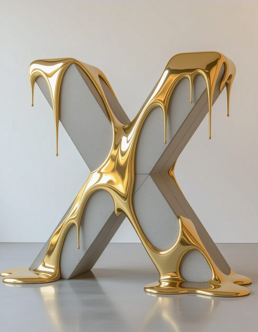 Concrete X Intersected with Liquid Gold Threads
