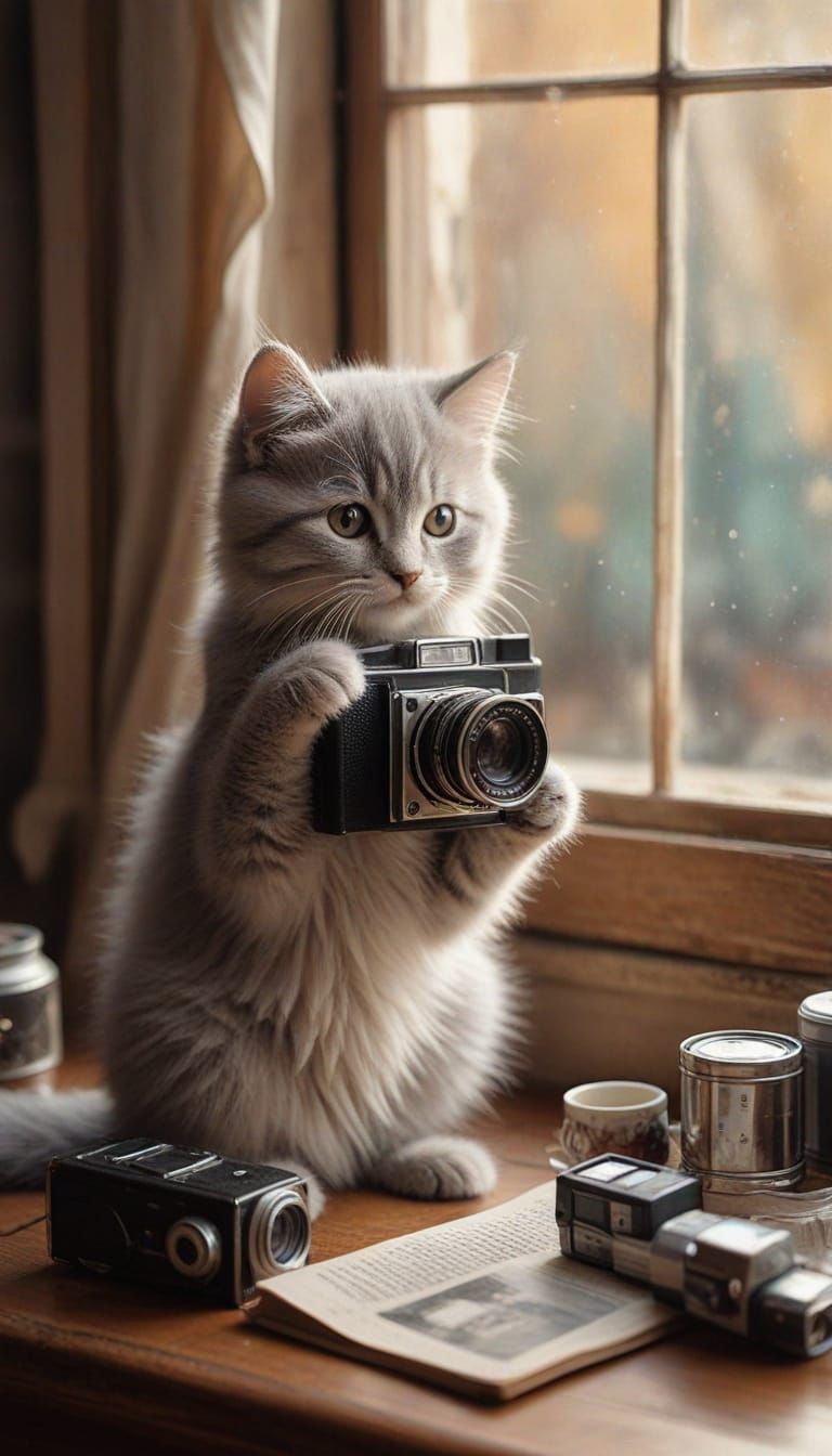 Kitten Photographer: Whimsical Concept Art in Painterly Styl...
