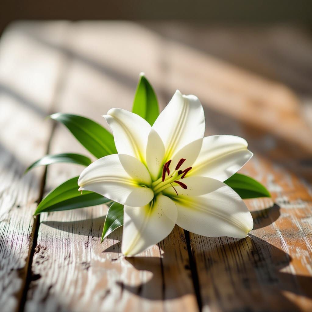 White Lily Still Life in Contemplative Monochrome