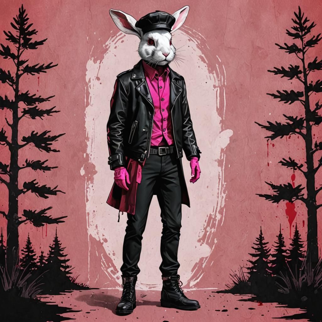 Rabbit Folk Character in Pop Art Style