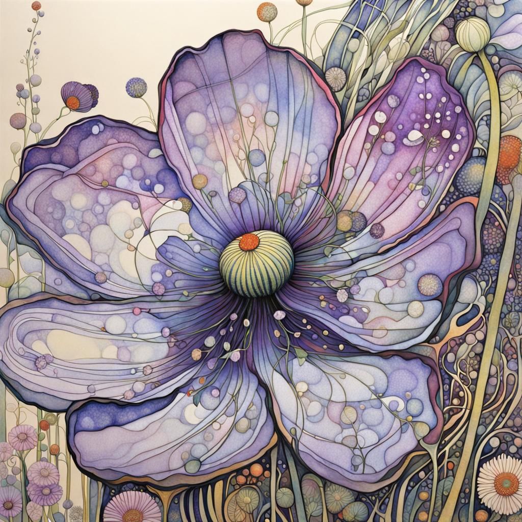 Intricate Wildflowers in Art Nouveau Style