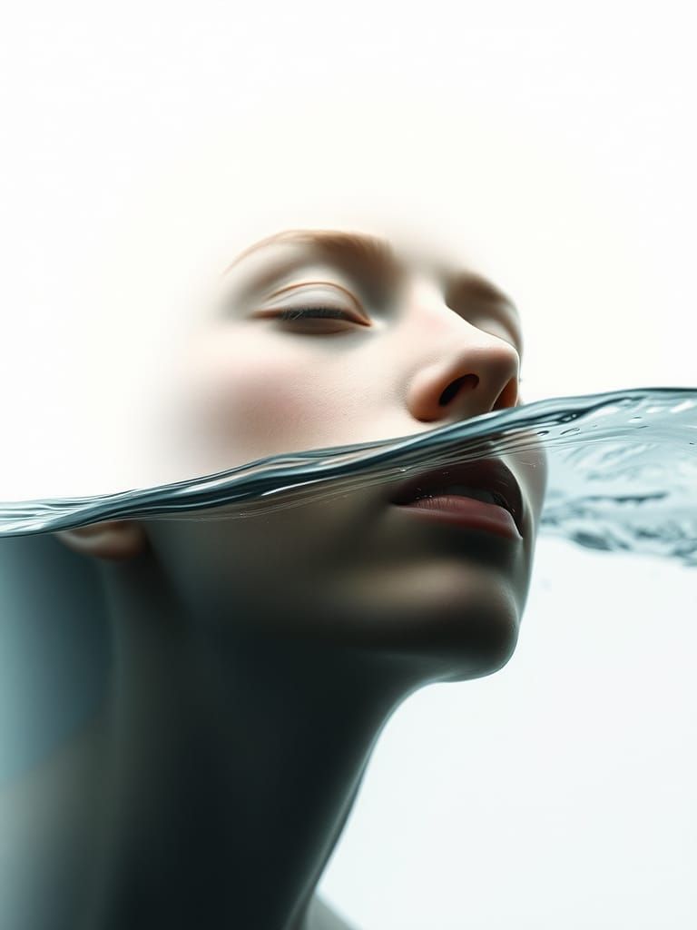 Human Face Inside Waves in Fine Art Photography