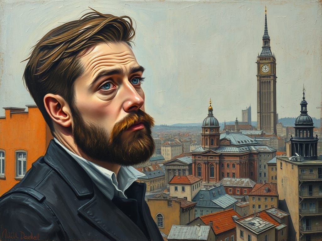 Wise Revolutionary Thinker in Crumbling Metropolis