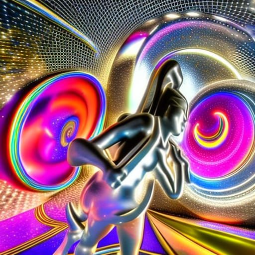 Surreal Fauvist Astronaut Marble Sculpture in Sunlight