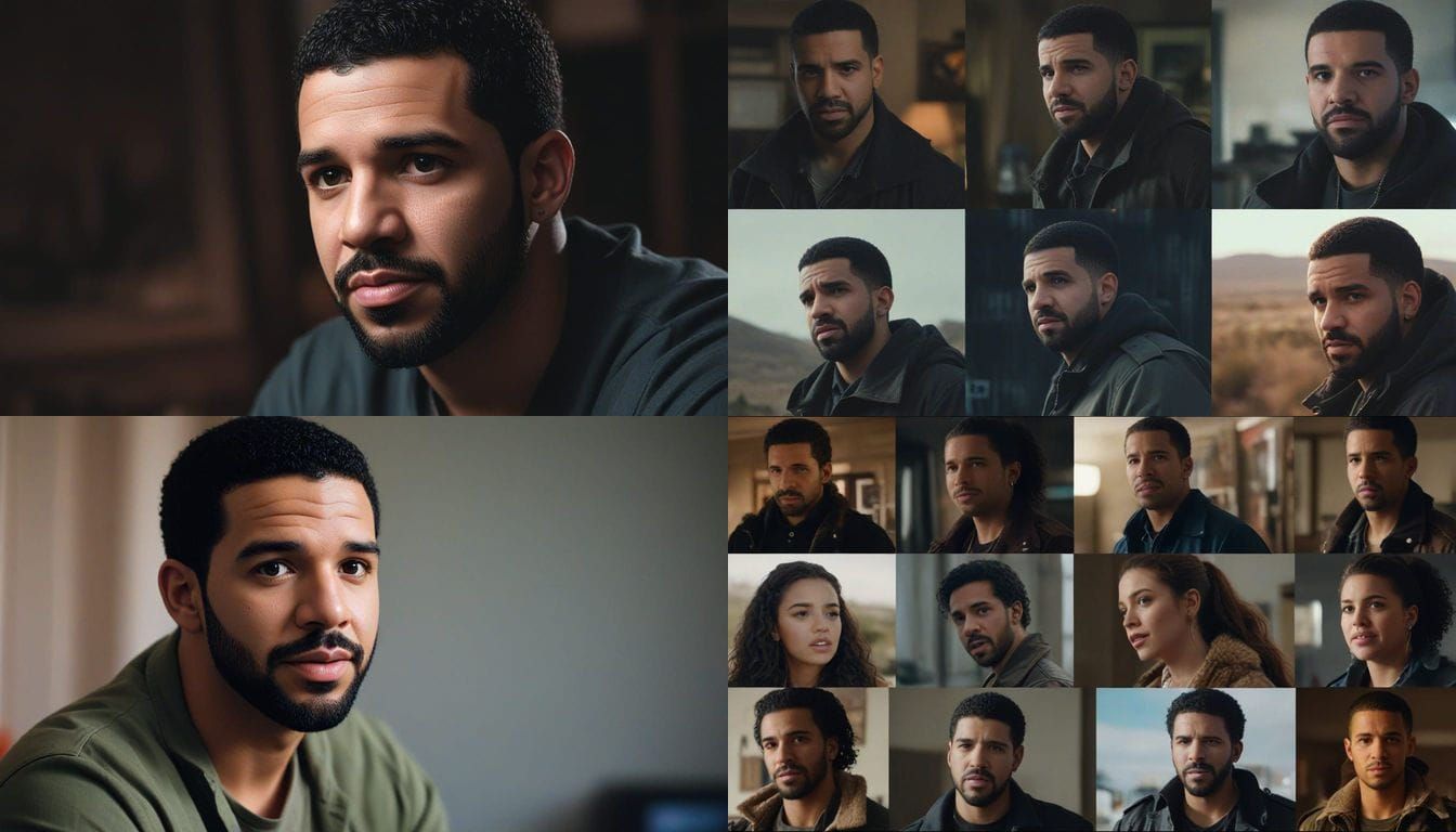 Vibrant Social Media Mashup of Drake's Acting Ambitions