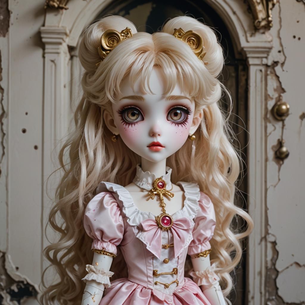 Spooky Sailor Chibi Moon BJD Doll in Gothic Lolita Style