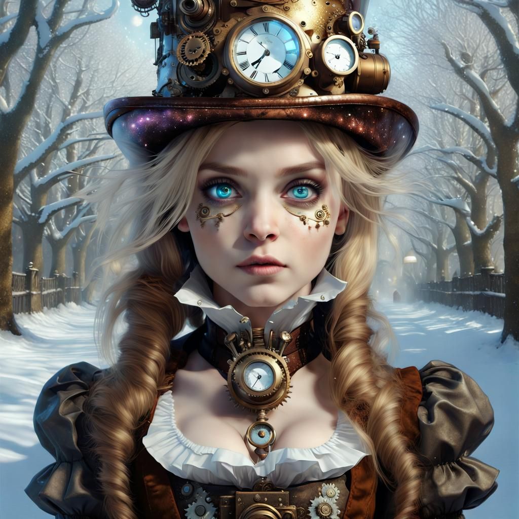 Steampunk Alice in Winter Wonderland Portrait