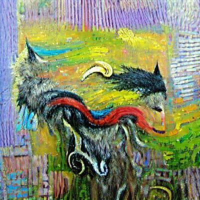 Wolf with Crow's Feet in Expressionist Style