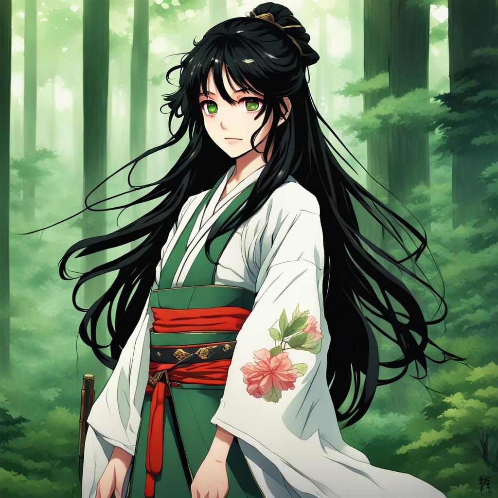Anime-Style Portrait of a Samurai Teenager
