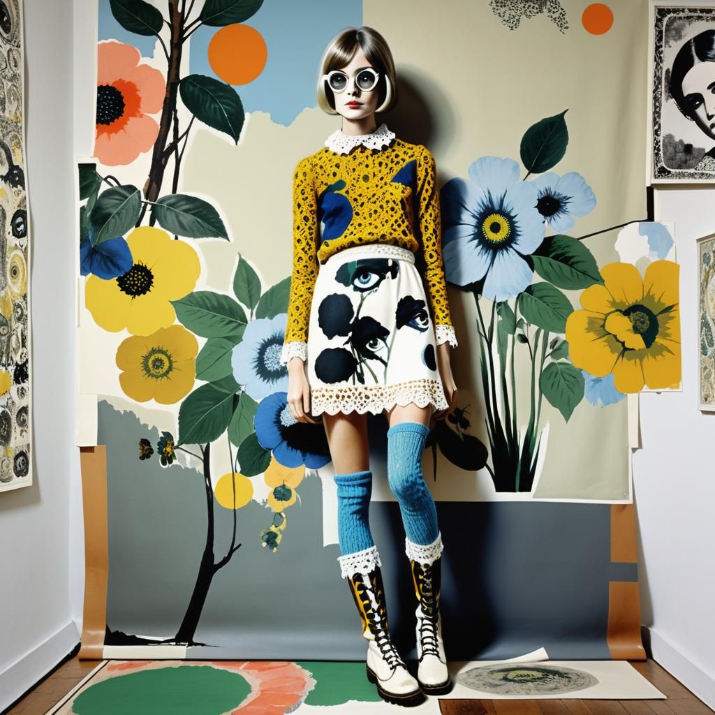 Sixties Fashion in Gouache and Ink Print Style