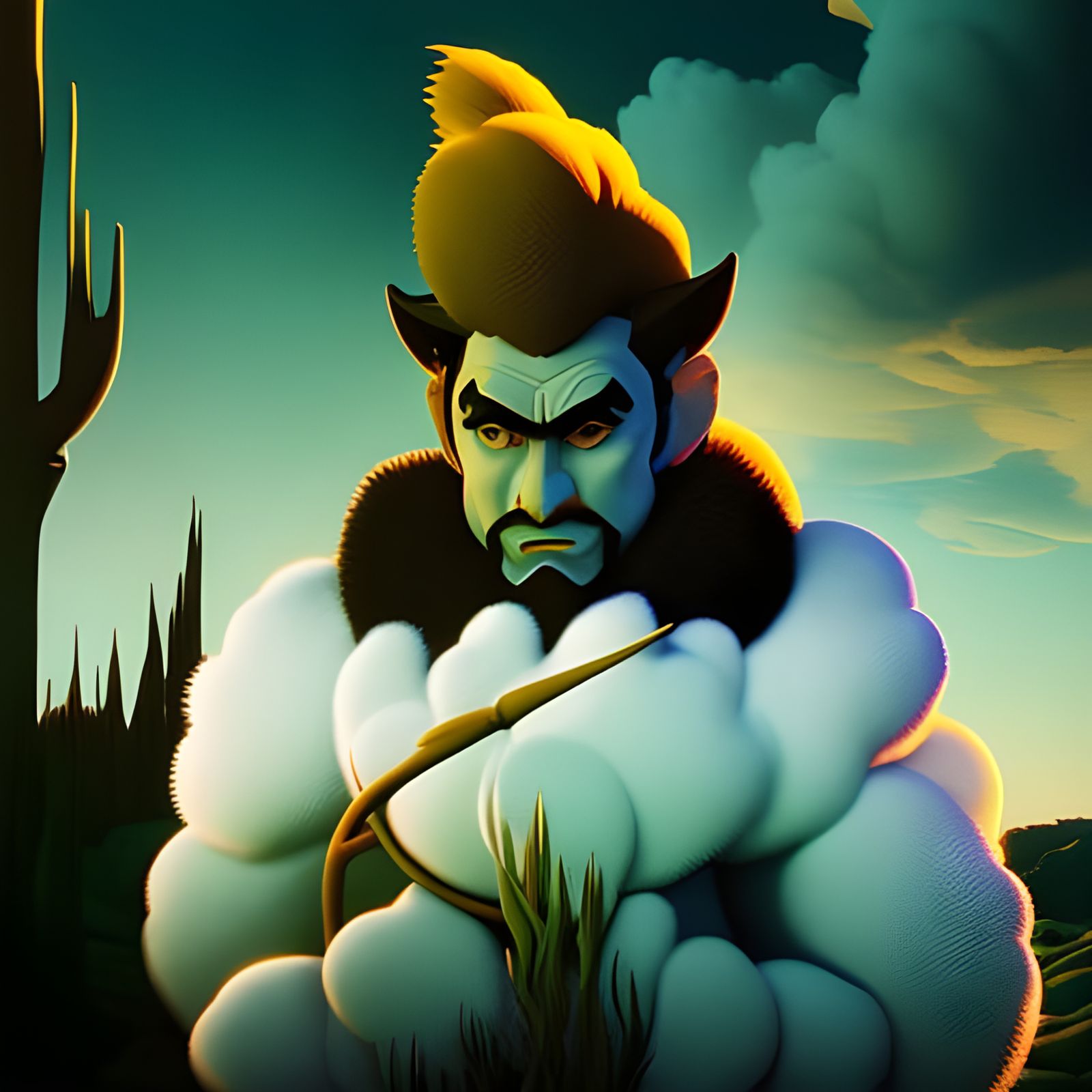 Surreal Wolf in Dr. Seuss and Parrish Style