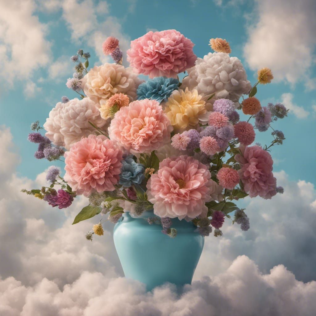 Cloud Flower Bouquet on Pastel Sky