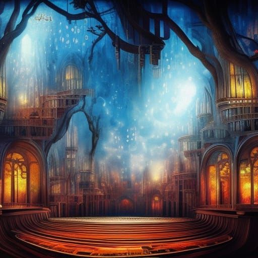 Fantastical Piano Man Matte Painting in Deep Color