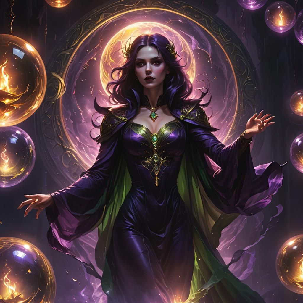 Vampiress in Orb: Dark Fantasy Concept Art