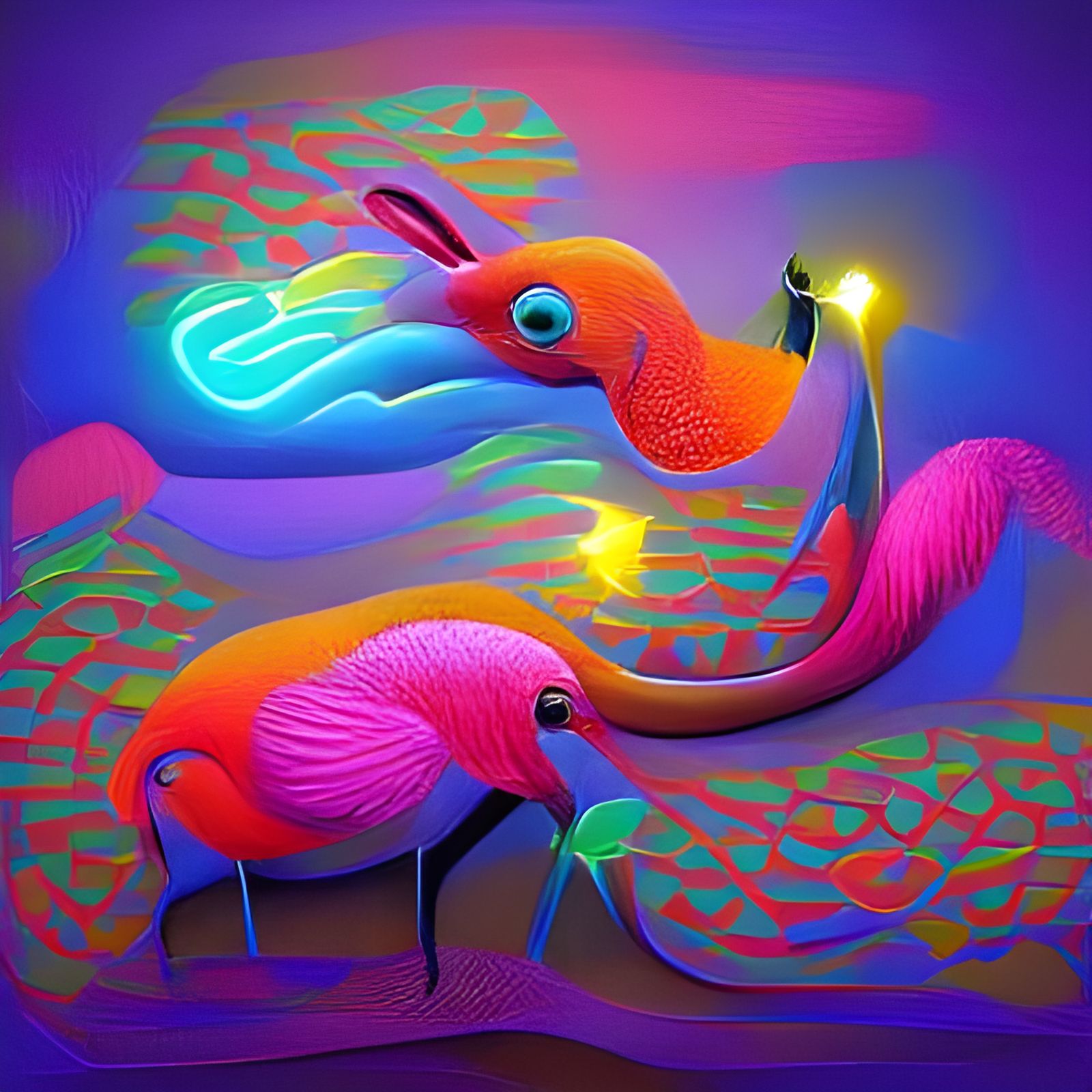 Surreal Neon Dreamscape in Vibrant Colors